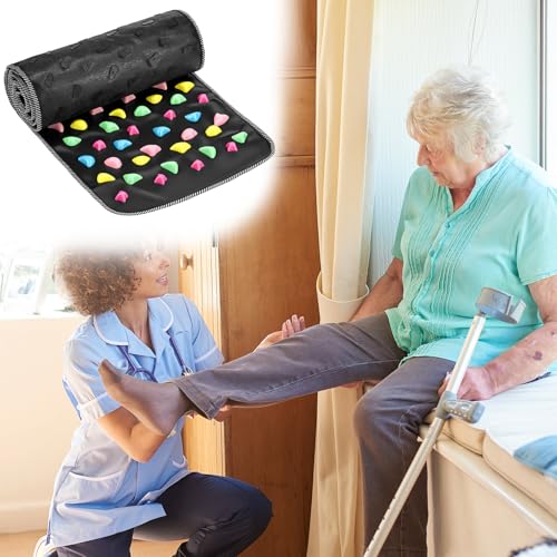 QWORK Foot Massage Mat Relaxation Walk Stone Road, 68.9 x 13.78 Inches Adjustable Acupressure Foot Mat for Long Sitting Worker Elderly
