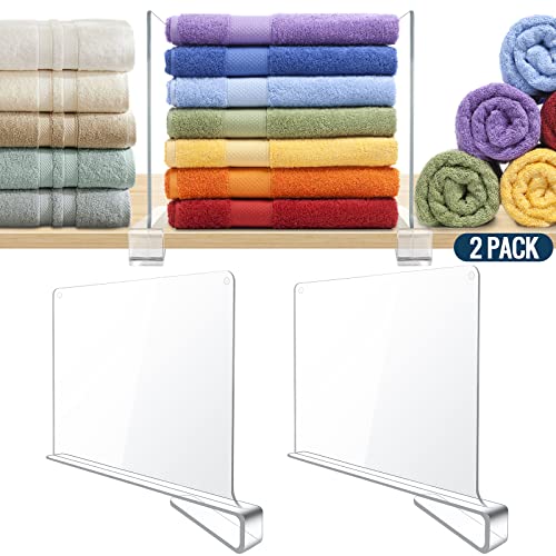 BAUMFEUER 2 Pack Clear Acrylic Shelf Dividers for Closet Shelf Organizer of Bedroom Kitchen Office Bathroom Organizer for Clothes Books and Handbags - color: 2 Pack