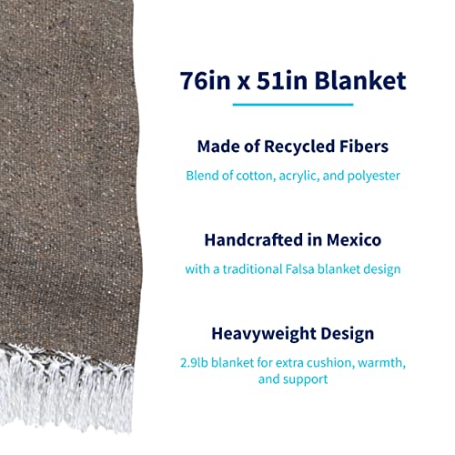 La Montana 6 Pack Heavyweight Solid Mexican Blanket, 74"x50", Mocha - color: Mocha