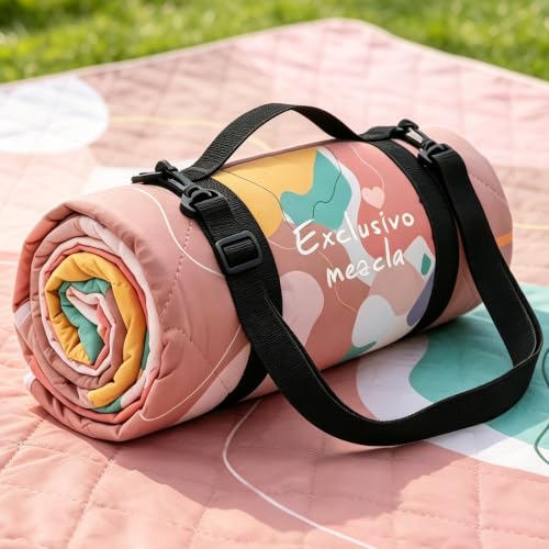 Exclusivo Mezcla Extra Large Waterproof Picnic Blankets 3 Layer, Sandproof and Foldable Outdoor Blanket for Beach Camping, Park and Travel, 60x80 Inch - color: Abstract Red, size: 80''*80''