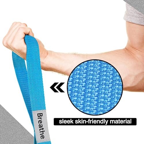 Stretching Strap Yoga Strap with 10 Loops, Non-Elastic Stretch Band for Physical Therapy, Flexibility, Exercise, Pilates, Dance & Gymnastics Workout - color: Blue