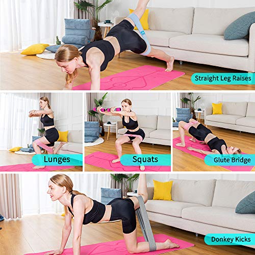 EILISON GLAMFIT Booty Bands for Women,5 Cotton Loops,Non-Slip,Fitness | Booty Resistance Bands,Glute Hip Thigh Workout,Non-Slip Cotton Loops,5 Levels,Squats,Yoga & Home Fitness Strength Training