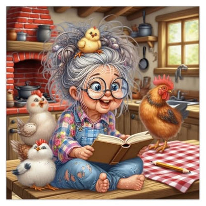 Grandma Diamond Art Kits for Adults,Chicken Diamond Painting Kits 14X14In | Diamond Art Paintings for Beginners,5D Round Full Drill Diamond Dot Tools Kit,Extra Diamonds,Stress Relief Craft,DIY Gift - color: diamond art-0918-6