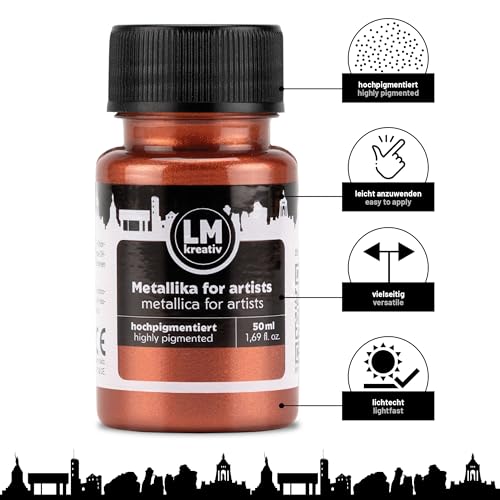 Metallic Acrylic Paint 1.69 fl oz - Copper - Premium Metallic Paint for Artists and Crafters. High Coverage, Lightfast & Durable. Ideal for Canvas, Wood, Ceramic & More - color: Copper