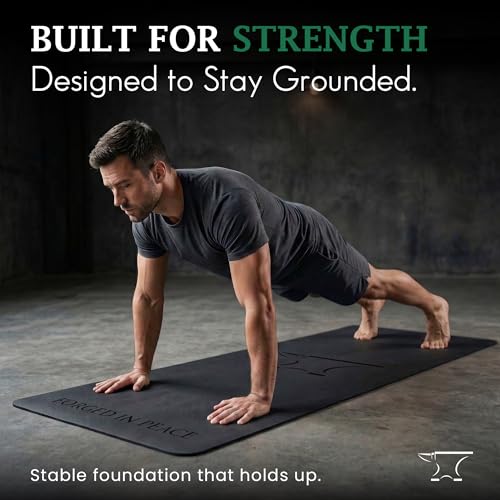 Men’s Yoga Mat – Premium Non-Slip Surface, High-Grade Strength & Durability, Extra Grip & Cushion, Black