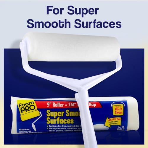 FoamPRO 29 Foam Paint Roller, 9" x 1/4" - Smooth Surface Foam Roller for Doors, Cabinets, & Metal - High Density Foam for Oil & Water-Based Paints - Streak-Free, Lint-Free Results - 1 Piece - size: 9" x 1/4", style: Smooth Finish