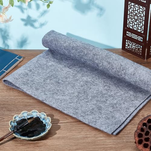 FINGERINSPIRE Chinese Calligraphy Drawing Felt Mat 24.6x31.5inch Gray Portable Calligraphy Utensils Organizer Rolls Mat Sumi Xuan Paper Painting Felt Desk Pad for Practice Calligraphy Chinese Painting