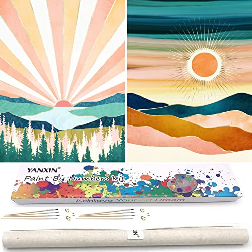 YANXIN Paint by Numbers Kit for Adults Beginners 2 Pack Rolled Paint by Numbers on Canvas for Creative Wall Art Home Decoration with Nice Gift Box 12x16 inch 5758 - color: YX8001-5758