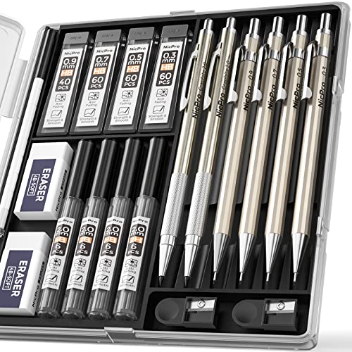 Nicpro 6 PCS Art Mechanical Pencils and Diary with Lock