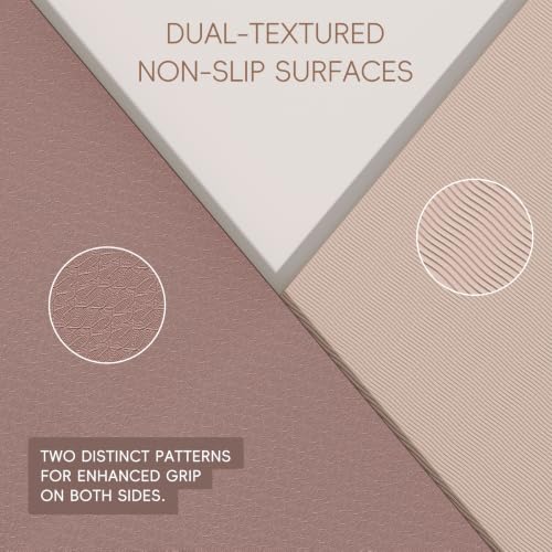 WEILA Extra Thick 10mm Yoga Mat,76"x28" Dual-Color TPE with Carry Strap - color: Brown & Apricot