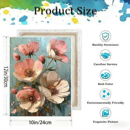 Paint by Numbers Kit for Adults,Flower DIY Paint by Number With Frame | Paint by Number for Beginner,Adult Paint by Number,HD Color Canvas,DIY Tool Kits,Stress Relief Craft,Great Gift,10X12 inch - color: MT6172