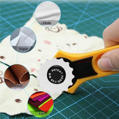 5Pcs Perforating Replacement Blades, Crochet Skip Blades Rotary Cutter Accessories for Crochet Projects Fleece and Scrapbooking (45mm)