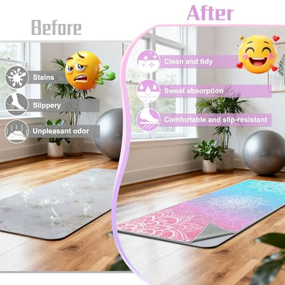 Non-Slip Yoga Towel, 2 Pack, 72x27 Inches, Machine Washable, Gradient Pattern
