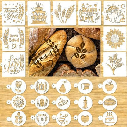 24PCS Bread Stencils for Sourdough, Bread Stencils for Baking Supplies, Cakes Cookies Pie Template Making Accessories 24 Style(5.9 Inch, 3.9 Inch) - color: 24 Style Modern White