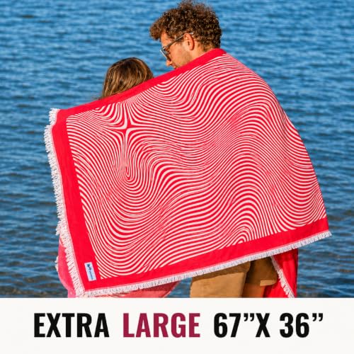 Turkish Beach Towel - 100% Organic Cotton - Soft, Quick-Dry, Sand Proof, Prewashed - Lightweight & Oversized for Beach, Pool, Yoga, Bath, Travel, Gym, Throw - Merlot (Red) - color: Red