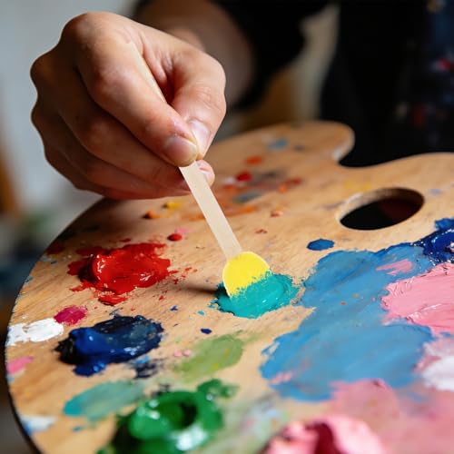 120 Pcs Round Sponge Foam Brush Set with Wooden Handle, 0.6 Inch Paint Sponge Brushes for Arts and Crafts DIY Painting Tools