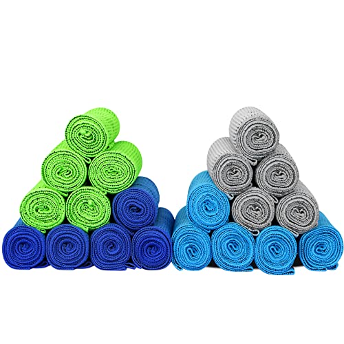 Cooling Towel 20 Pack (40"x12") Ice Towels, 160GSM Soft Breathable, Super Absorbent, Quick Cold Towel, for Bowling, Yoga, Travel, Camping, Golf, Football, Hiking, Outdoor Work - color: 5darkblue/5lightblue/5green/5grey