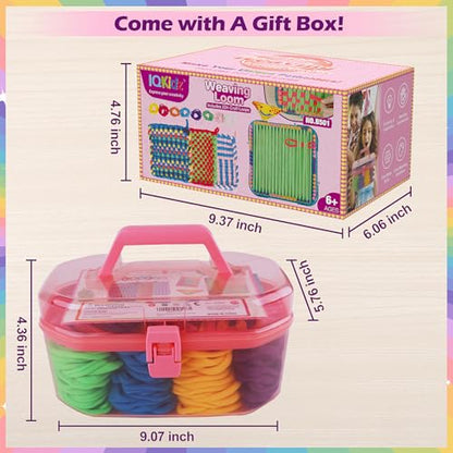 IQKidz Weaving Loom Kit Toys, DIY Arts and Crafts for Kids and Adults, Ideal Gifts for Girls Ages 5 6 7 8-12 13, Easy Potholder Loom Knitting Activity for Beginners, 224 Craft Loops - size: Potholder Weaving Loom