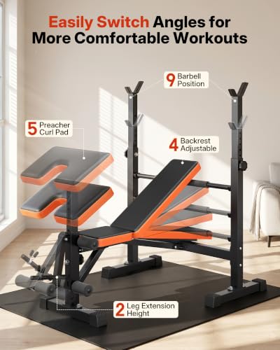 YOLEO 880-1980LBS ASTM-Certified All in One Weight Bench Set Home Strength