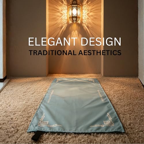 Portable Islamic Pocket Prayer Mat, Waterproof & Lightweight Thin Travel Sajjadah, Foldable Compact Small Muslim Praying Rug with Elastic Band, Essential Salah Gift Accessory - color: Nomad Turquoise