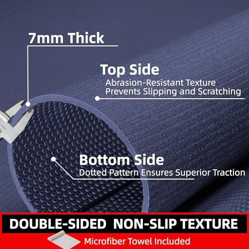GymCope Large Exercise Mat for Home Workouts, 12x6/10x6/9x6/8x6/7x5/6x4 ft - color: 6'*4'Navy Blue