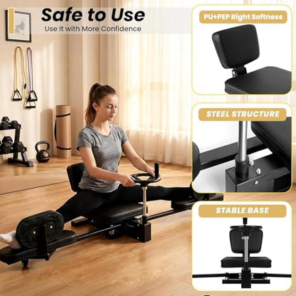 Leg Stretch Machine for Splits, 440LBS Heavy Duty Steel Frame Leg Stretcher, Split Machine Training Fitness for Home Gym, 240° Leg Stretching Equipment for Adults Teens Ballet Dance Gymnastics（Black） - color: Black