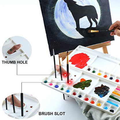 Transon Large Paint Palette Box 29 Color Mixing Wells with 1 Liner Brush - size: 29 Wells