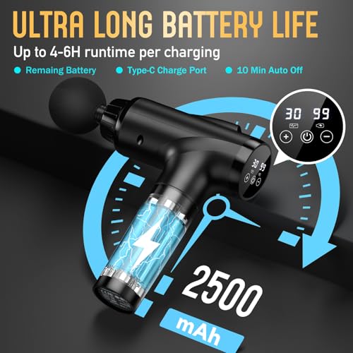 OLsky Massage Gun Deep Tissue 30 Speeds 9 Attachments Handheld (Black) | Electric Muscle Massager, High-intensity Percussion, Massage Device for Pain Relief, Quiet and Powerful, Ideal for Recovery - color: Black