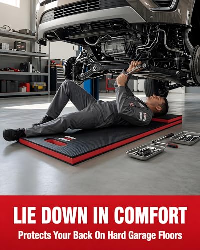 Mechanic Mat, 47.2 x 15.7 x 1 Inch Foldable Mechanic Kneeling Pad, Red - color: Red