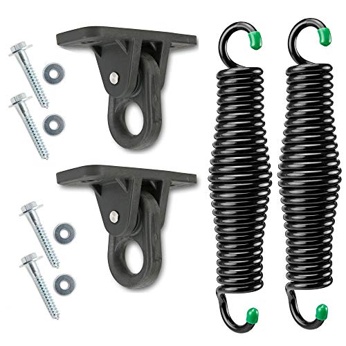 SwingMate Porch Swing Hanging Kit - 750 Lbs. Capacity - Proudly Made in The USA - Patented Heavy-Duty Suspension Swing Hangers and Springs for Hammock Chairs or Ceiling Mount Porch Swings (Black) - color: Black