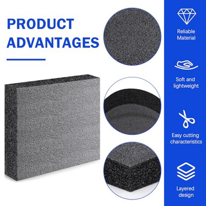 2 Pcs Polyurethane Foam Sheet 12 x 10 x 2.125 inch High Density Foam Board Insert Cuttable Packing Foam for Cases, Packing Foam Pads for Toolbox Camera Storage and Crafts (Black)