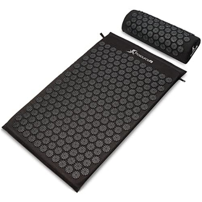 ProsourceFit Acupressure Mat and Pillow Set for Back/Neck Pain Relief and Muscle Relaxation, Large - Black/Black - color: Large - Black/Black, size: Large