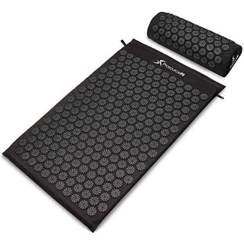 ProsourceFit Acupressure Mat and Pillow Set for Back/Neck Pain Relief and Muscle Relaxation, Large - Black/Black - color: Large - Black/Black, size: Large