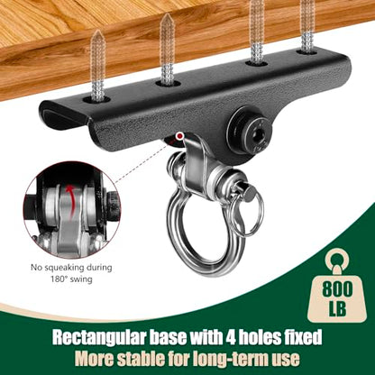 Heavy Punching Bag Hanger | Wall/Ceiling Mount Hook with 180° / 360° Rotation | Wood Beam Holder for Boxing, Weight Training, Aerial Yoga Swing & Hammock - size: 180° Swing