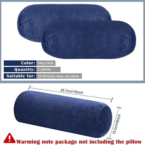 Remerry 2 Pcs 18 x 6 Inches Velvet Neck Roll Pillow Cover with Zipper, Soft Bolster Pillowcases for Cylindrical Pillow (Cover Only, Bolster Not Included)(Navy Blue) - color: Navy Blue, size: 18 x 6 Inches