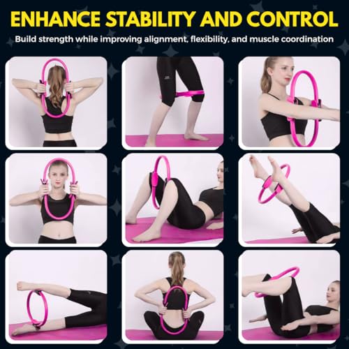 Pilates Ring 15-Inch, Magic Circle for Women, Fitness Ring for Core & Thighs, Yoga & Strength Training, Workout Ring for Home & Gym, Inner Thigh Toner, Pilates Accessory