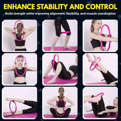 Pilates Ring 15-Inch, Magic Circle for Women, Fitness Ring for Core & Thighs, Yoga & Strength Training, Workout Ring for Home & Gym, Inner Thigh Toner, Pilates Accessory