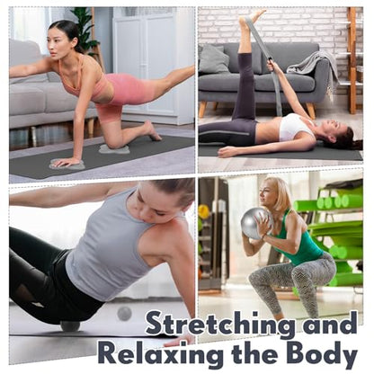 Simgoing 14 Pcs Yoga Kits for Home Workouts Pilates Equipment Set for Women Beginners, Hot Yoga Towel Blocks Strap, Knee Pad, Resistance Loop Exercise Band, Massage Lacrosse Ball, Pilates Ball - color: Gray