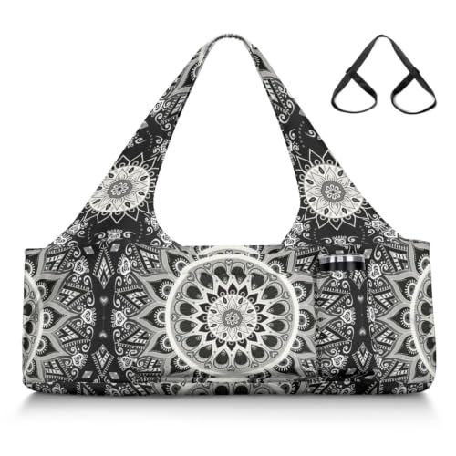 Yoga Mat Bag Large Yoga Bag and Carrier with Strap Zipper and Pockets Fits All Your Stuff Yoga Tote Pilates Bags for Women Fit Most Size Mats - color: Black