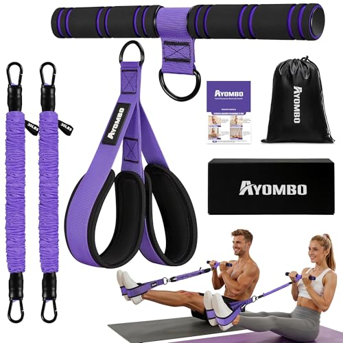 Upgrade Pedal Resistance Band with Handle, Adjustable Tube Foot Pedal Device Puller Exercise Bands, for Abs Arm Leg Waist Workout, Core Pilates, Sit Up Fitness Equipment for Full Body Training - color: 1-Purple