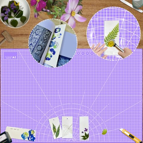 Double Sided Sewing Self Healing Cutting Mat 24 x 36 Inches, A1 Size Craft Sewing Cutting Mat for Crafts and Fabric, Purple & Pink Design