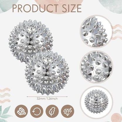 6 Pcs Magnetic Spiky Massage Ball Hand Exercise Relief, Silver - color: Silver