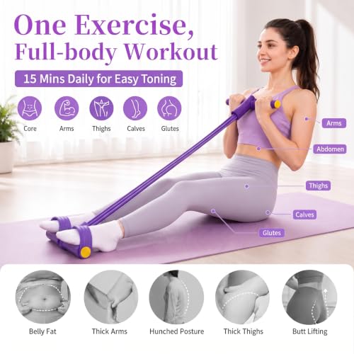 Pedal Resistance Band with Handle,4/6/8 Tubes Options,Soft Foot Straps