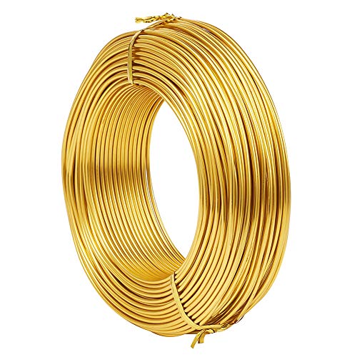 114 Feet 10 Gauge Aluminum Wire Gold Bendable Metal Craft Wire for Beading Jewelry Craft Making (2.5mm) - color: Round-Gold, size: 2.5mm