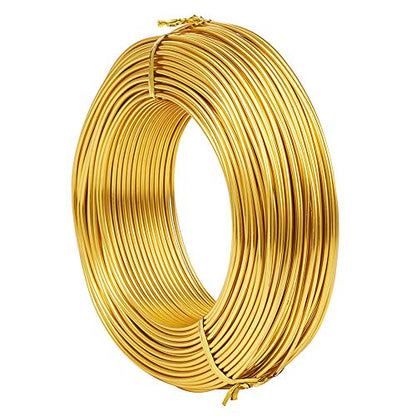 114 Feet 10 Gauge Aluminum Wire Gold Bendable Metal Craft Wire for Beading Jewelry Craft Making (2.5mm) - color: Round-Gold, size: 2.5mm