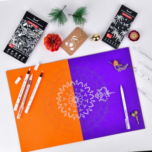 Brusarth White Gel Pens, 6 Sizes Fine Point Opaque Archival Ink Pens | Opaque White Archival Ink Pens for Black Paper Drawing, Sketching, Illustration, Bullet Journaling