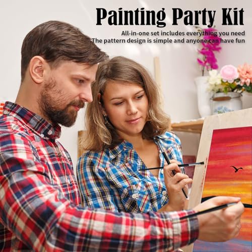 VOCHIC Sip and Paint Kit,Pre Drawn Canvas Couples Paint Party Kit Painting Art Set for Adults Date Night Sunset Beach 2 Pack (8 x 10 Inches, Dancing Couple) - size: 8x10, style: Dancing Couple
