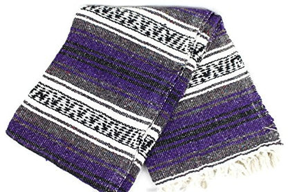 Open Road Goods Purple Mexican Blanket - Authentic Serape Falsa Blanket - Handmade - color: Purple