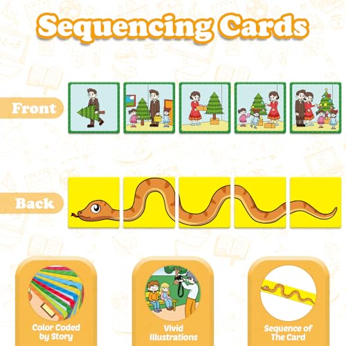 Kasfalci Sequencing Cards,Sequence Board Game for Kids,Speech Therapy Materials Toys for Autism,Story Storytelling,Social Skills,Sentence Building,Preschool Learning Activities,Classroom & Homeschool - style: 5-Scene-New