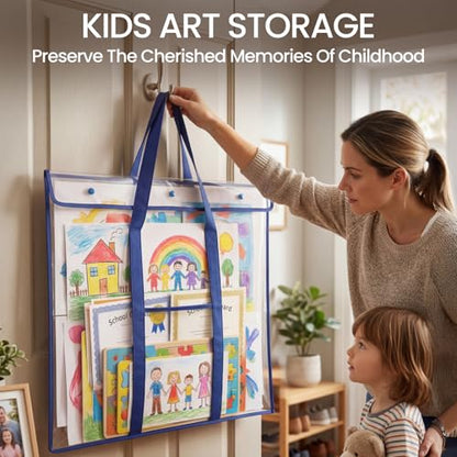 GAMENOTE 2 Pack Large Poster Storage Bag (31.5"×25.5") Bulletin Board Holder Art Portfolio Container for Teachers Classroom Organization | 2 pack 31.5 x 25.5 in storage bags organize posters, anchor charts and classroom artwork
